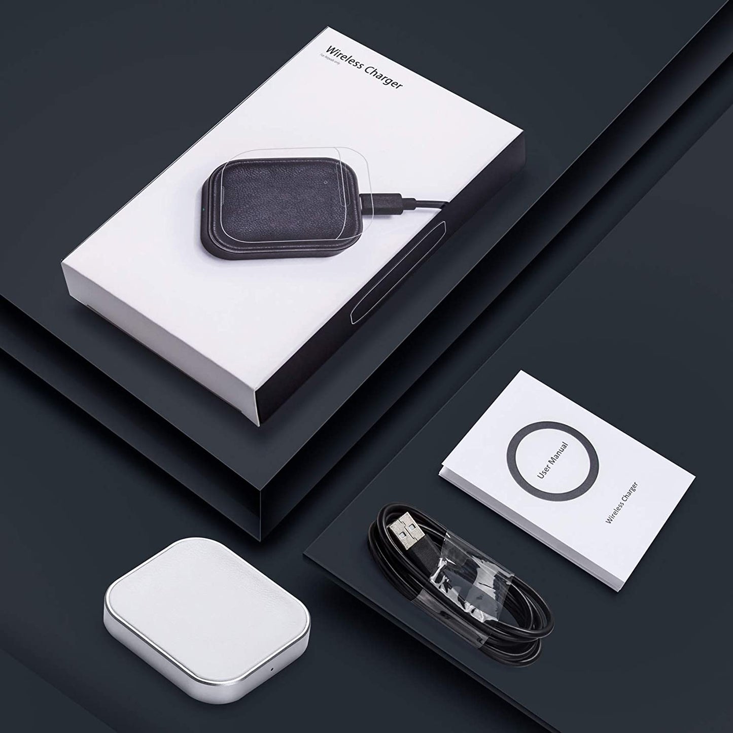 Wireless Charger for AirPods - Compatible with AirPods 4 (ANC), 3rd, 2nd Generation, and New AirPods Pro 3 (2025) & 2nd Generation - Sleek and Portable Design for Home and Travel (Silver/White)