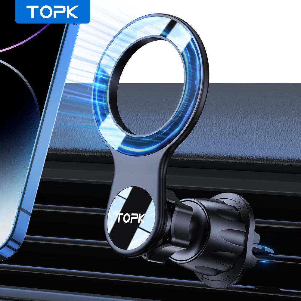 TOPK Magnetic Car Phone Mount - Air Vent Holder with Enhanced Magnet for iPhone Devices