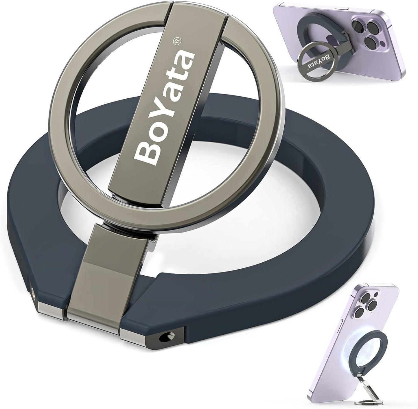 Boyata 360-Degree Rotating Magnetic Phone Ring Holder for MagSafe-Compatible Devices