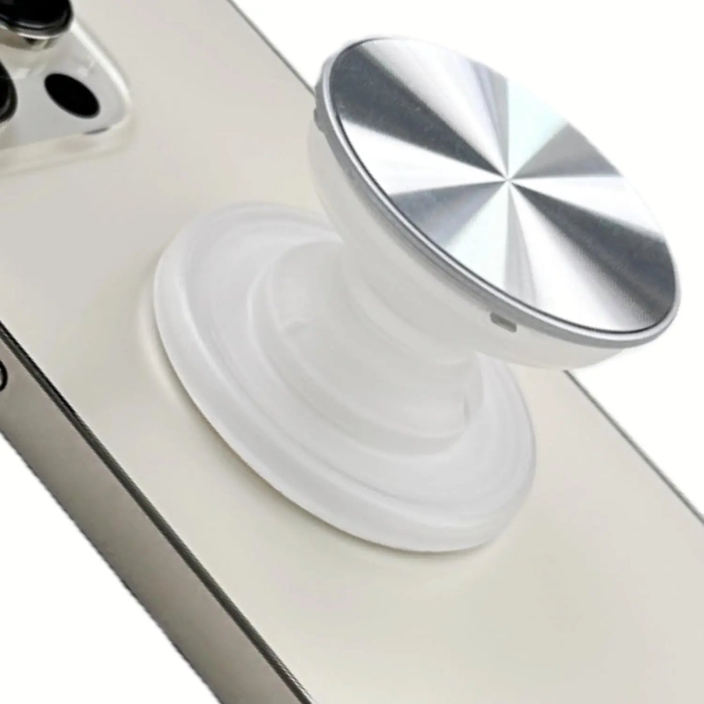 MagSafe-Compatible Collapsible Phone Grip and Stand - Expandable Holder for iPhone 12 to 17 Series with CD Transparent Design