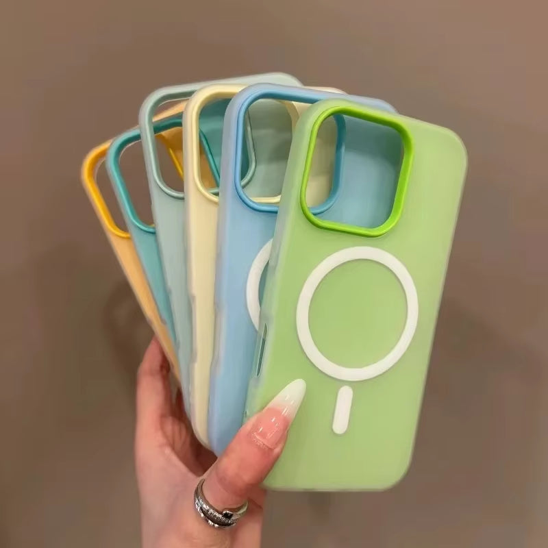 Premium Candy Color 2-in-1 MagSafe Case for iPhone Pro Max Series with Magnetic Wireless Charging - Clear Matte Finish
