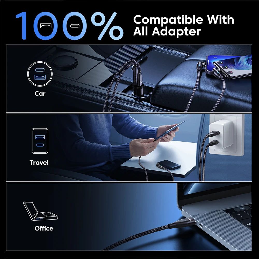 Power Up Your Devices with the 100W Magnetic USB Type C Cable! ⚡️ Fast Charging for MacBook, Samsung & iPhone! 🔌✨