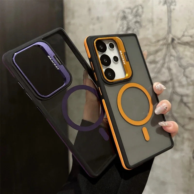 MagSafe-Compatible Magnetic Metal Lens Protection Case for Samsung Galaxy S23, S24, S25, S26 Ultra Plus FE - Shockproof Bumper Cover