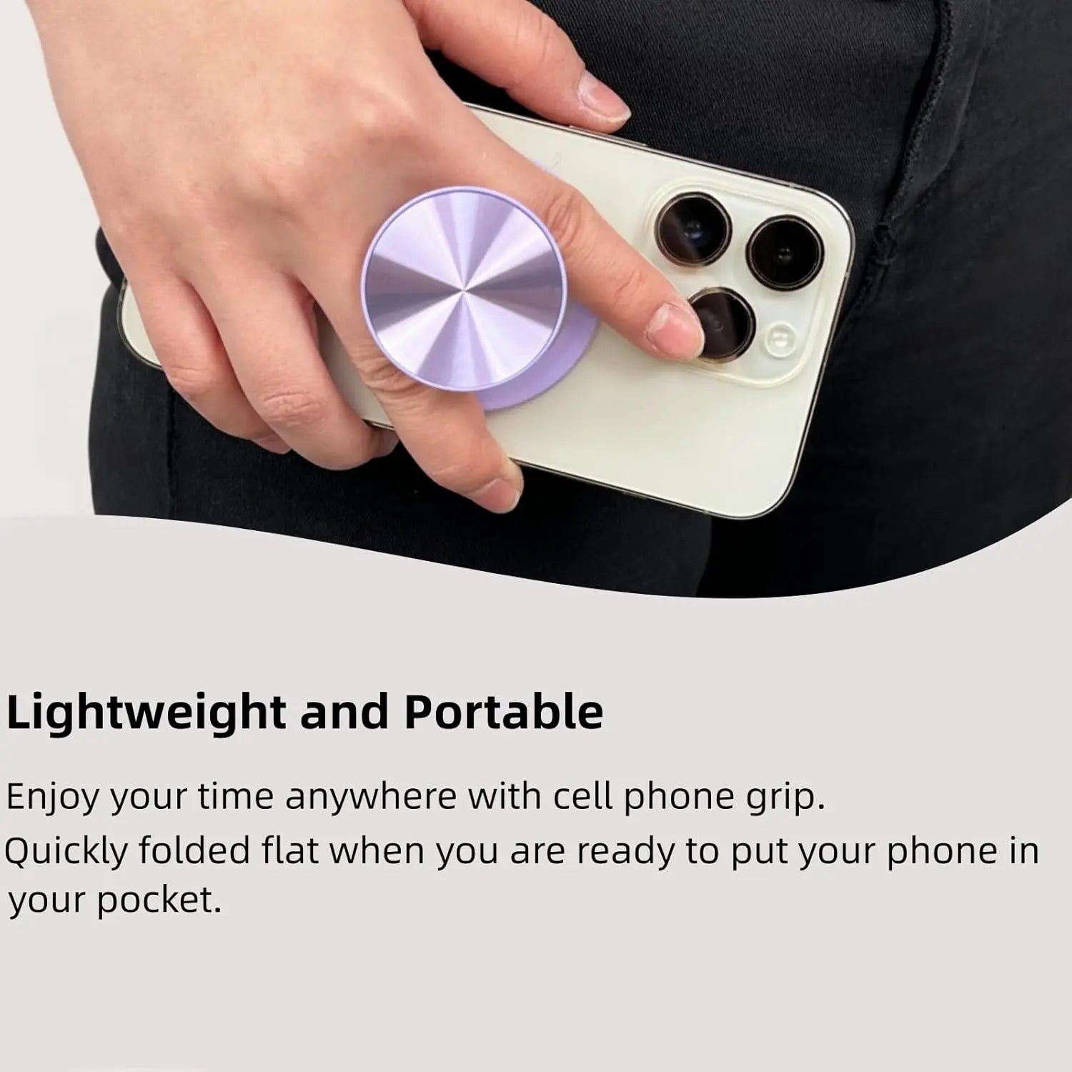MagSafe-Compatible Collapsible Phone Grip and Stand - Expandable Holder for iPhone 12 to 17 Series with CD Transparent Design