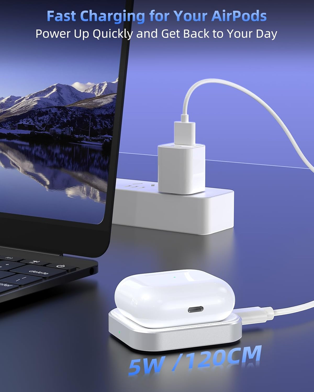 Wireless Charger for AirPods - Compatible with AirPods 4 (ANC), 3rd, 2nd Generation, and New AirPods Pro 3 (2025) & 2nd Generation - Sleek and Portable Design for Home and Travel (Silver/White)