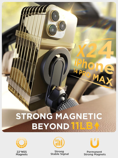 MagSafe Car Vent Mount with Durable Metal Hook, 360° Adjustable Strong Magnetic Phone Holder Compatible with All Smartphones and Vehicle Models
