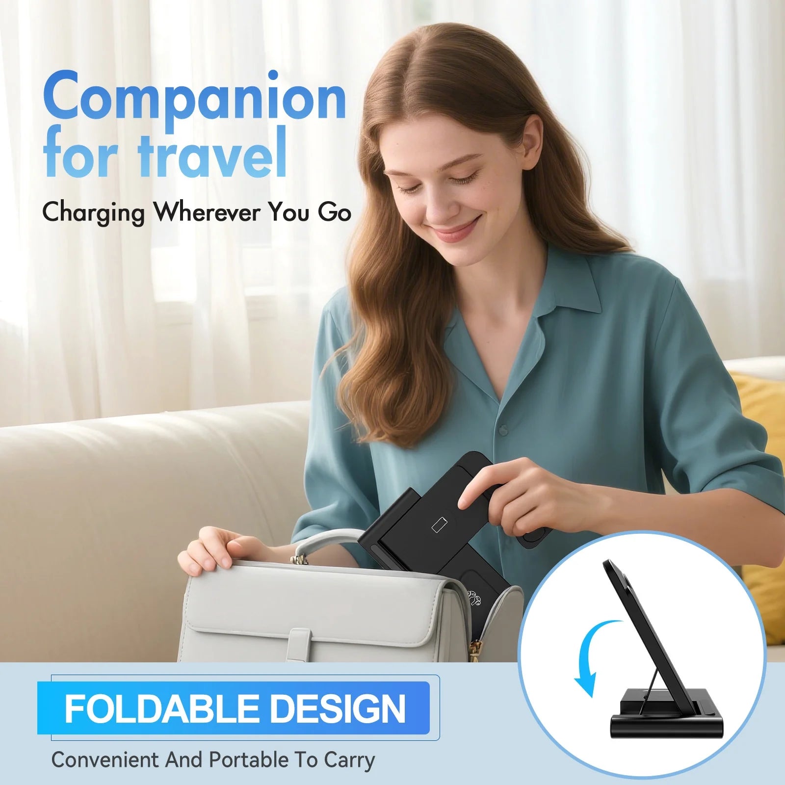 15W Wireless Charging Station - 3-in-1 Fast Charger for iPhone 17/16/15/14/13/12/11 Pro Max, XS, XR, X, 8, Compatible with Apple Watch and AirPods (4/3/Pro) - Adapter Not Included
