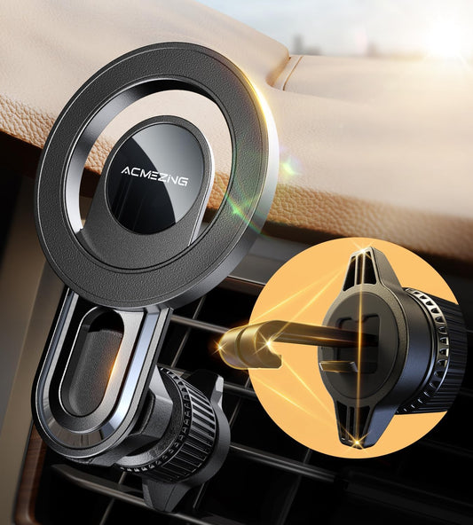 MagSafe Car Vent Mount with Durable Metal Hook, 360° Adjustable Strong Magnetic Phone Holder Compatible with All Smartphones and Vehicle Models