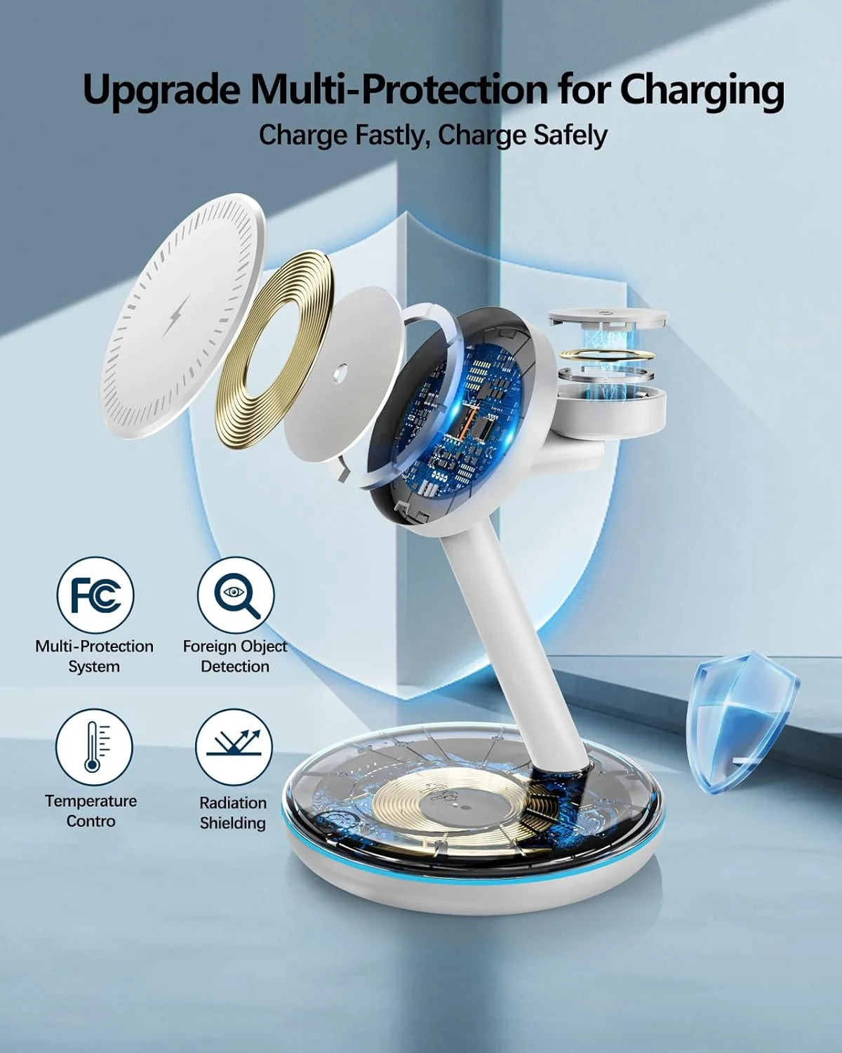 3-in-1 Magnetic Charging Station with 18W MagSafe Fast Charger for iPhone 15/14/13/12 Series and AirPods 2/3/Pro (Includes Adapter)