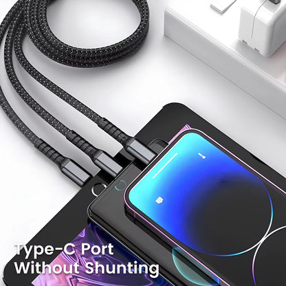 Power up your devices in a flash! ⚡️ Check out our 100W Fast Charging 3-in-1 Nylon Braided Cable – the ultimate multi-charger for all your gadgets! 🔌✨ #TechEssentials #FastCharging
