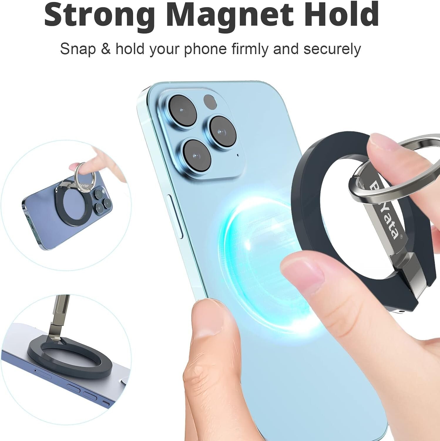 Boyata 360-Degree Rotating Magnetic Phone Ring Holder for MagSafe-Compatible Devices