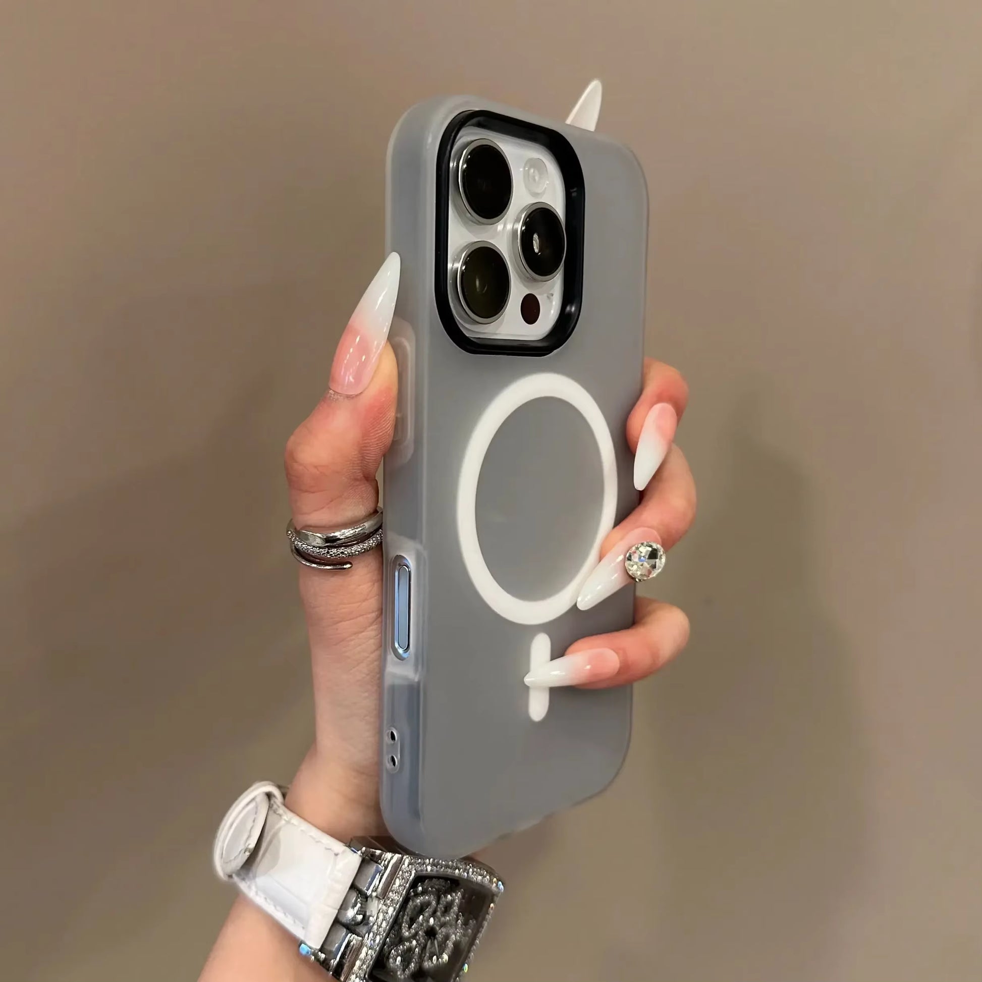 Premium Candy Color 2-in-1 MagSafe Case for iPhone Pro Max Series with Magnetic Wireless Charging - Clear Matte Finish