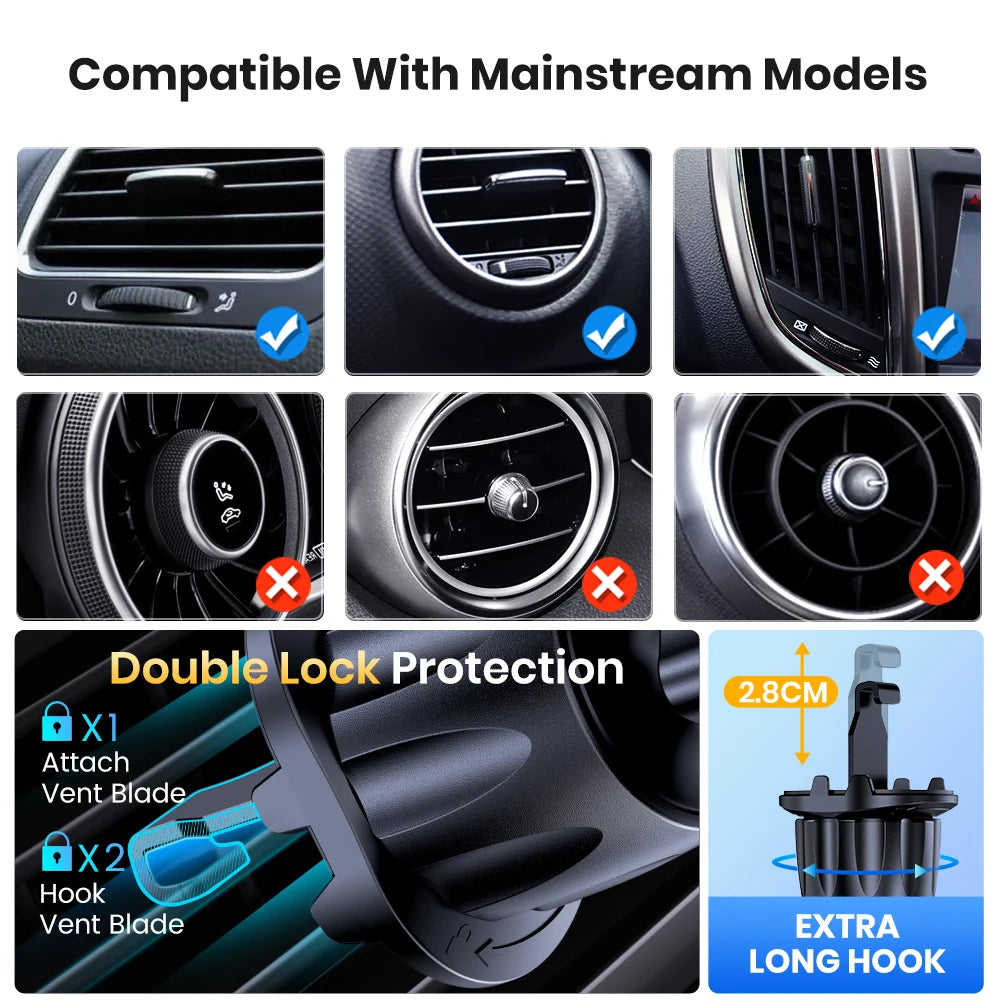TOPK Magnetic Car Phone Mount - Air Vent Holder with Enhanced Magnet for iPhone Devices