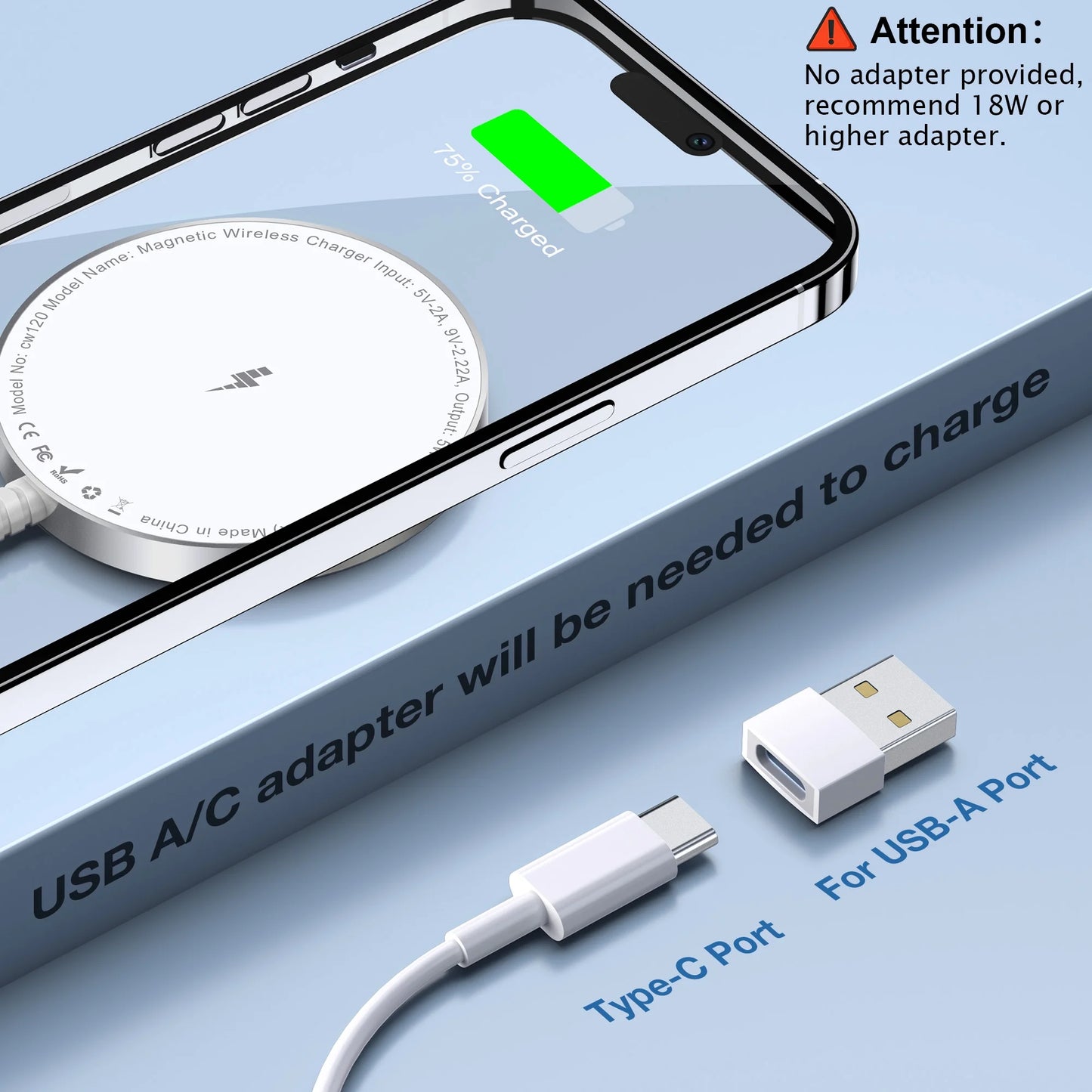 Wireless Charging Pad - 2-Pack Magnetic Charger for iPhone 17/16/15/14/13 Pro Plus, Max & AirPods 4/3 Pro, White