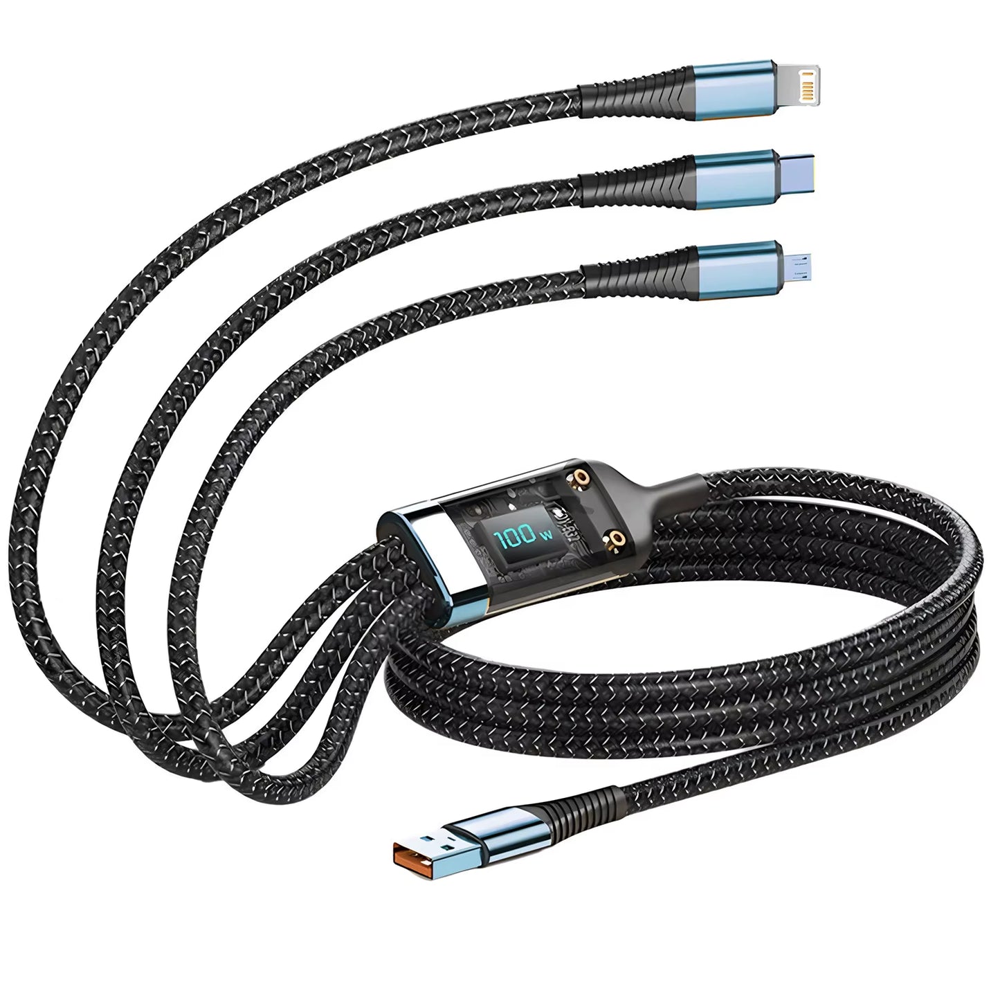 Power up your devices in a flash! ⚡️ Check out our 100W Fast Charging 3-in-1 Nylon Braided Cable – the ultimate multi-charger for all your gadgets! 🔌✨ #TechEssentials #FastCharging