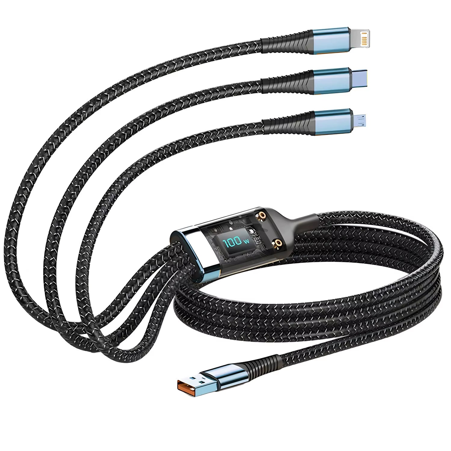 Power up your devices in a flash! ⚡️ Check out our 100W Fast Charging 3-in-1 Nylon Braided Cable – the ultimate multi-charger for all your gadgets! 🔌✨ #TechEssentials #FastCharging