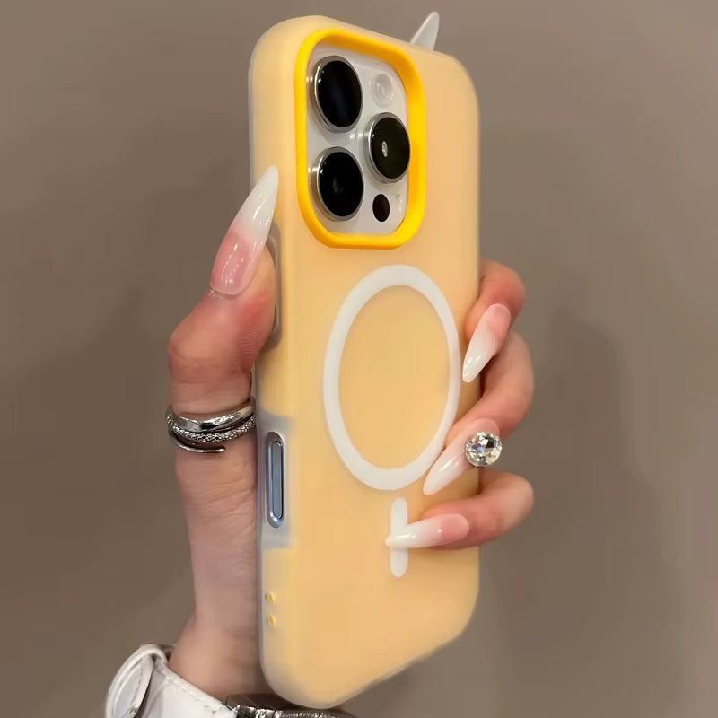 Premium Candy Color 2-in-1 MagSafe Case for iPhone Pro Max Series with Magnetic Wireless Charging - Clear Matte Finish