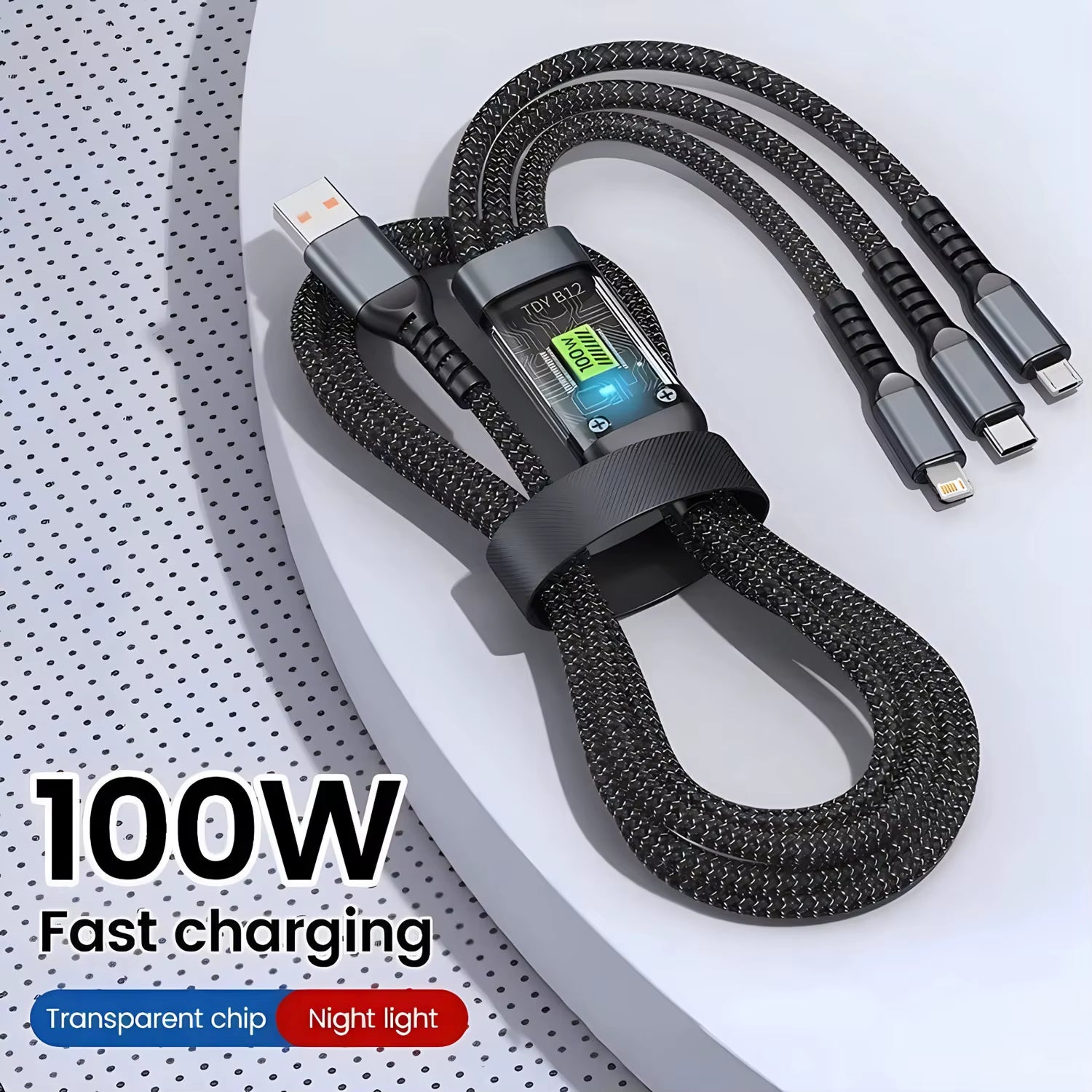 Power up your devices in a flash! ⚡️ Check out our 100W Fast Charging 3-in-1 Nylon Braided Cable – the ultimate multi-charger for all your gadgets! 🔌✨ #TechEssentials #FastCharging