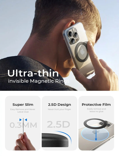 Upgrade Your Charging Game! 🚀✨ Grab the LISEN 4-Pack Ultra-Thin MagSafe Stickers with Strong Suction Ring Magnets - Perfect for iPhone 16/15/14/13/12 & Samsung Devices! 🔋📱