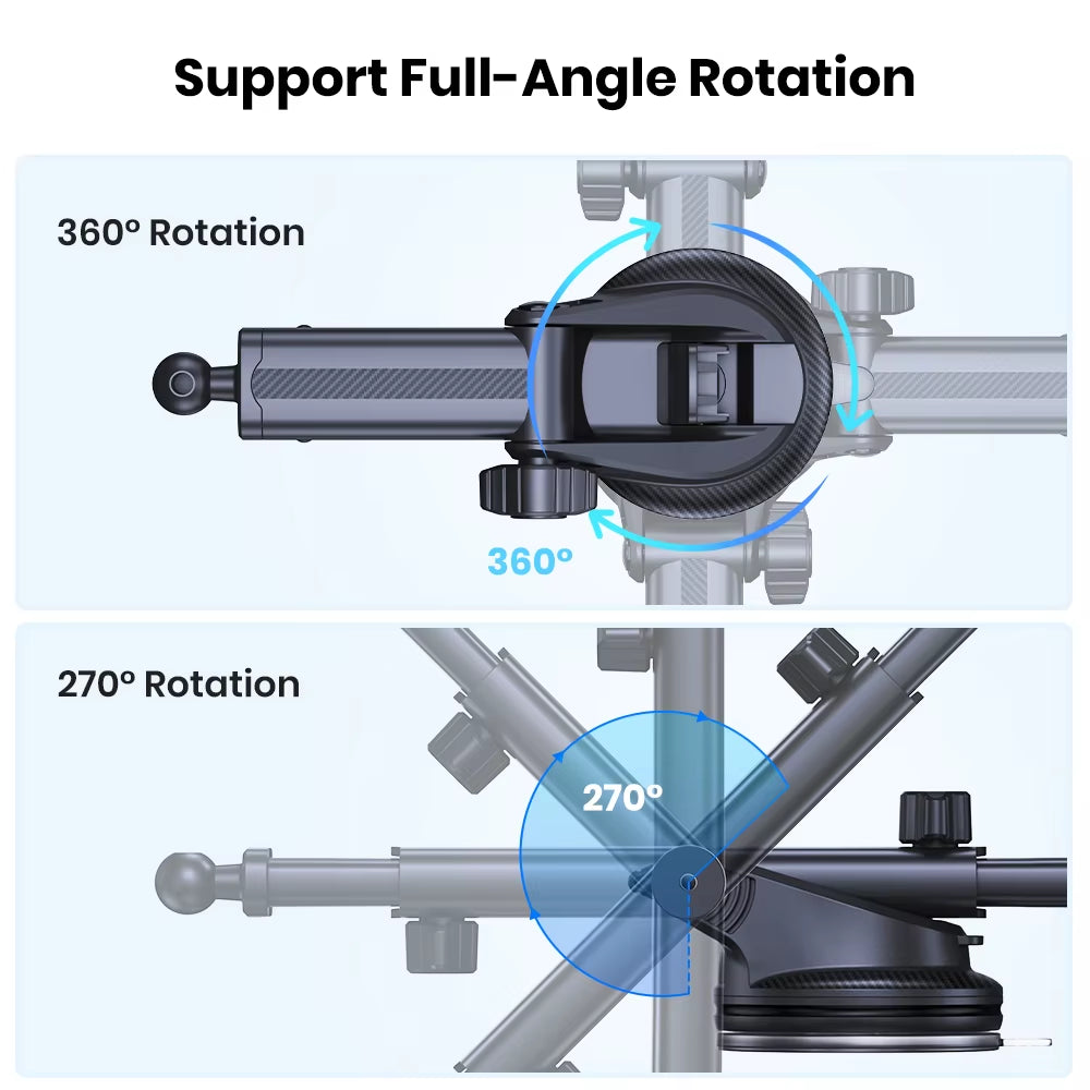 TOPK Magnetic Car Phone Holder with Adjustable Long Arm for Windshield and Dashboard - Enhanced Suction Mount Stability
