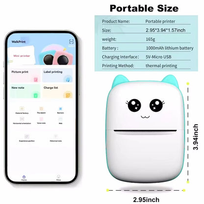 Print on the go with our Mini Cat Pocket Thermal Printer! 🐾📸 Perfect for wireless photo printing from your phone! 📱✨ #BluetoothPrinter #MiniPrinter #PhotoFun