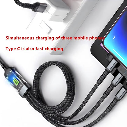 Power up your devices in a flash! ⚡️ Check out our 100W Fast Charging 3-in-1 Nylon Braided Cable – the ultimate multi-charger for all your gadgets! 🔌✨ #TechEssentials #FastCharging
