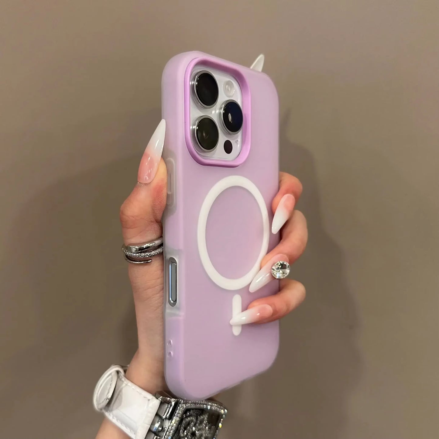 Premium Candy Color 2-in-1 MagSafe Case for iPhone Pro Max Series with Magnetic Wireless Charging - Clear Matte Finish